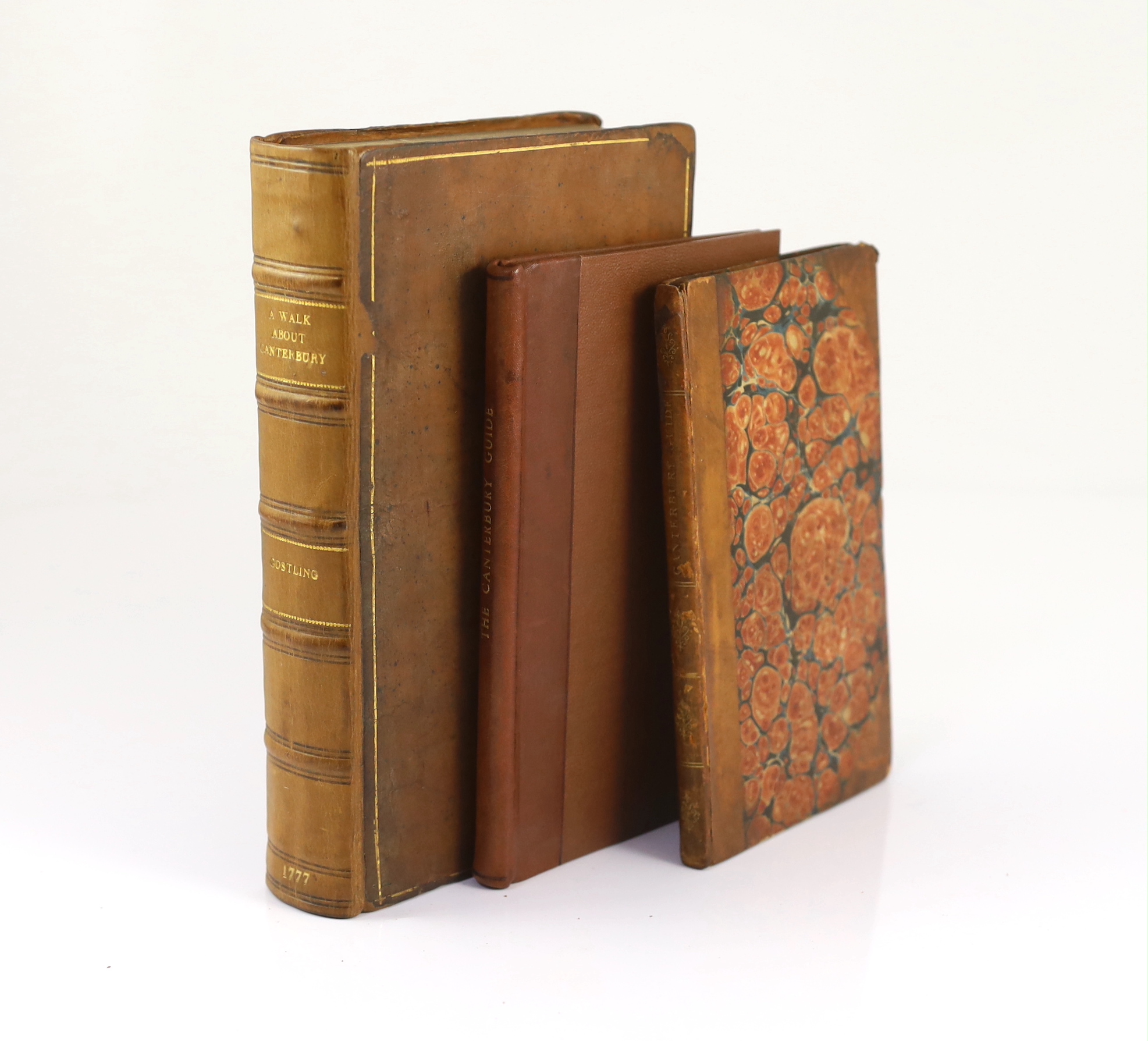 [Hasted, Edward] - The Canterbury Guide:, or Travellers Pocket Companion ... in that ancient city and its suburbs ... By An Inhabitant. 3 folded plates; old half calf and marbled boards. Canterbury: printed and sold by C